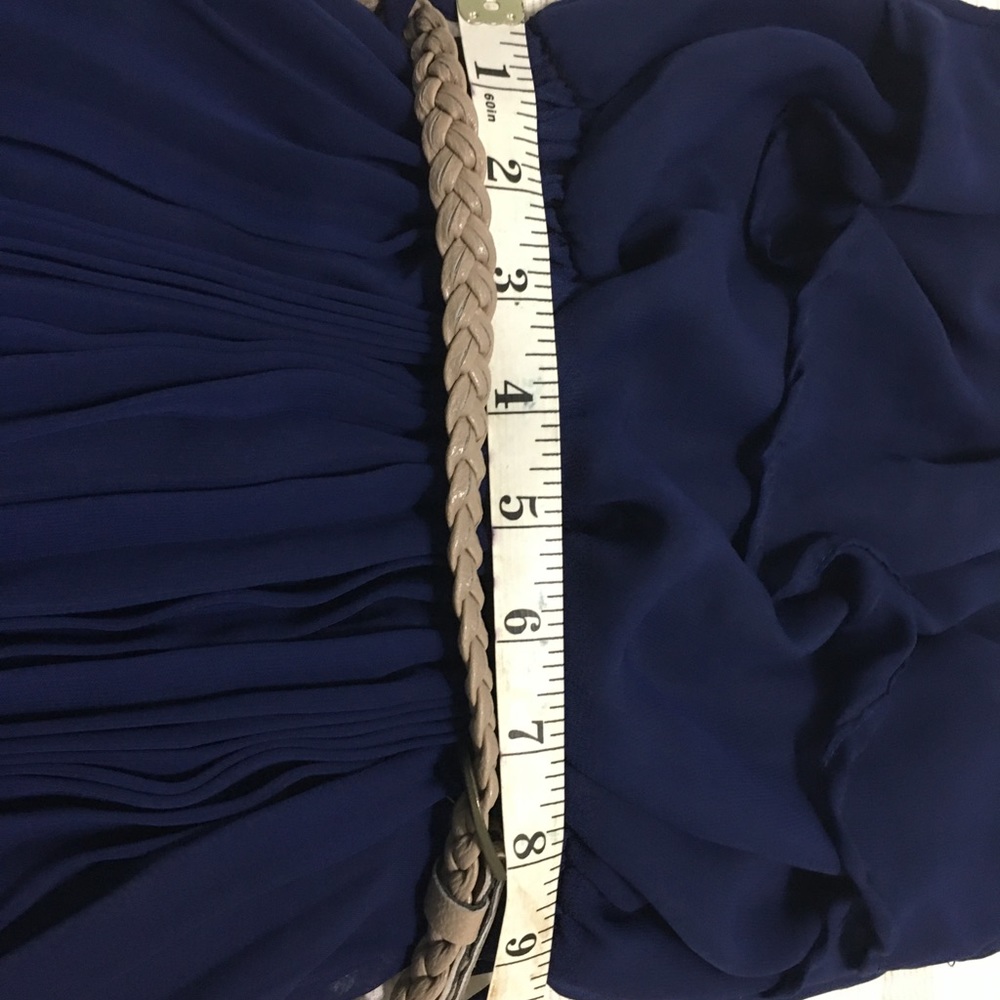 Blue pleated strapless dress - Picture 6 of 8
